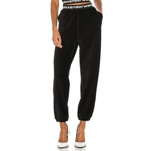 Alexander Wang Womens XXS Black Corduroy Jogger Pants Elastic Waist Logo